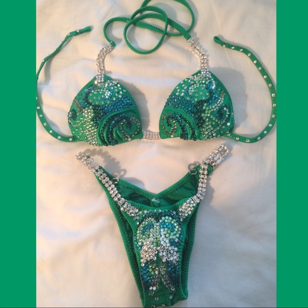 SOLD Tamee Marie Kelly Green Figure Competition Suit